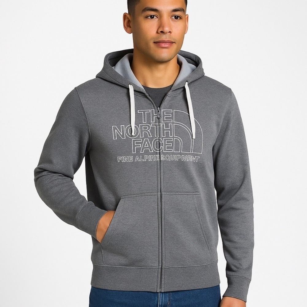 The North Face Hoddie‎ Mens Small Gray Full Zip Fine Alpine Equipment Logo